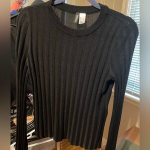 Black ribbed long sleeve top